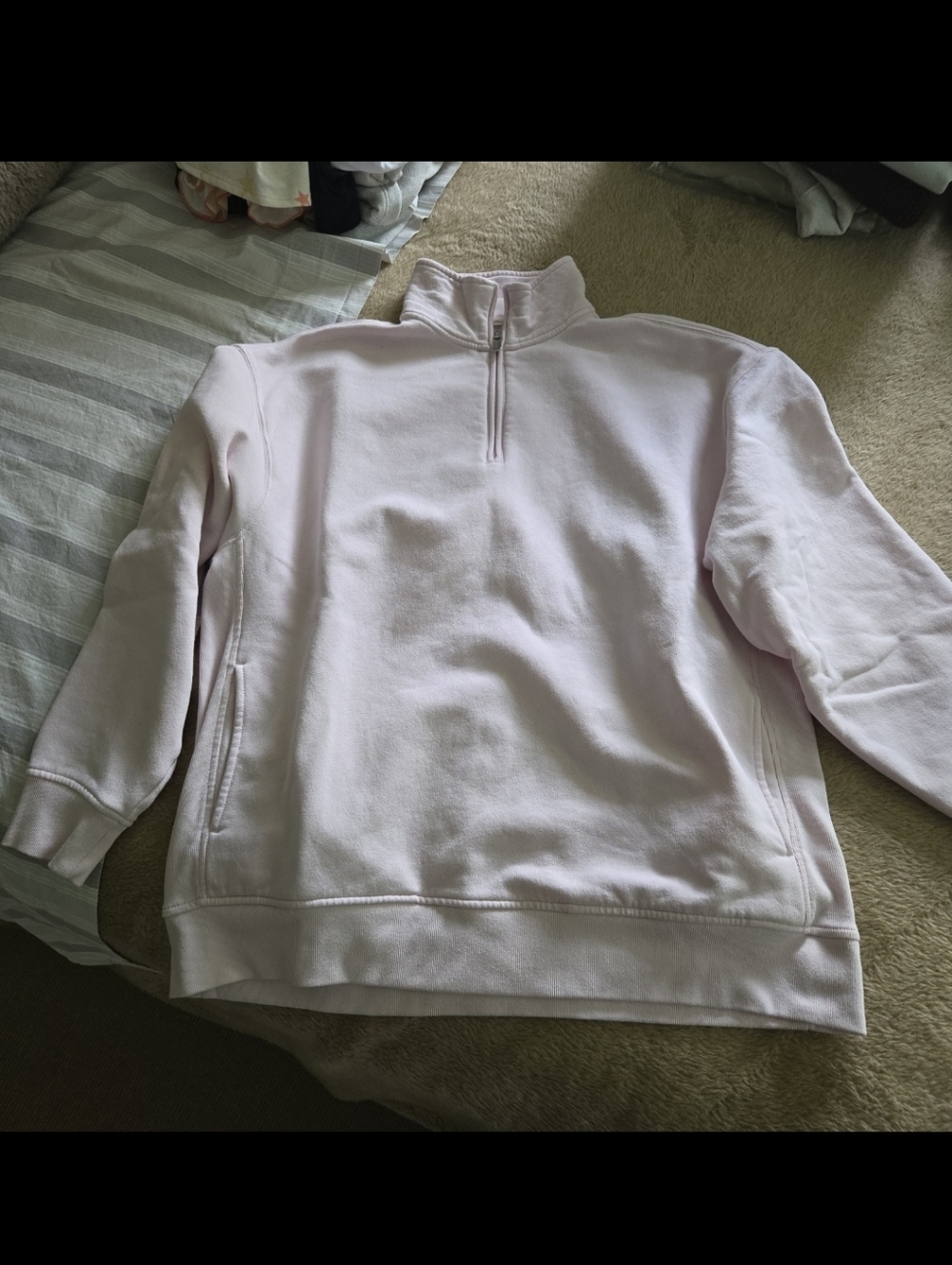 Athleta Light Pink Forever Fleece Quarter-Zip Pullover Sweatshirt M